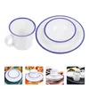 Ensembles de vaisselle ensemble de tasses à vaisselle bol à soupe avec couvercle après-midi thé maison casque ustensiles de cuisine assiette mélamine rétro tasse