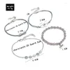 Bangle Bohopan 4 stks/set Mode Licht Paarse Kralen Armbanden Eenvoudige Dubbele Hol Hart Boho Armbanden Voor Geschenken