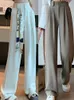 Damenhosen, Caprihosen, weiße Hosen mit hoher Taille für Frauen, Gürtel, Frühling 2023, koreanische Mode, Knopfleiste, weites Bein, Hosen für Damen, Bürodame, Freizeithose J230705