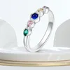 Anéis de casamento coloridos anéis de zircônia cúbica de luxo anéis de dedo para mulheres adolescentes design original festa casamento jóias cor prata 230706