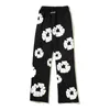 Spodnie męskie Dżinsy Puff Print Flower Mężczyźni Kobiety Sznurek Czarne spodnie dresowe Kombinezonyxqsq