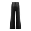 Women's Pants Capris Women Leather Pants High Waist Straight Slimming Side Pockets Solid Color Casual Party Fall Trousers Spring Autumn J230705