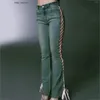 Jeans da donna Abbigliamento da donna American Styl Design Senso Lacci laterali scavati Pantaloni a gamba dritta sottili a vita bassa estivi