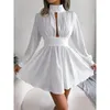 Casual Dresses INS Style Autumn And Winter Sexy Hollow Waist Large Swing Dress Women's Wedding Retro