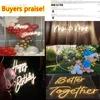 LED Led Let's for Party Decor 43*31 cm joyeux anniversaire mariage Transparent acrylique personnalisé néon lumière signe HKD230706