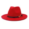 Chapeaux Fedora solides pour femmes hommes hiver chaud feutré Jazz chapeau Panama ceinture décorer Imitation laine fête Trilby chapeau