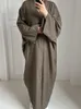 Vêtements ethniques Eid Ramadan Open Abaya pour femmes Plain Dubai Causal Coton Lin Modeste Abayas Kimono Turquie Manteau musulman Robe islamique