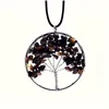 Hänge Halsband 7 Chakra Tree of Life Healing Naturlig Kristall Grus Sten Charm Läder Vax Rep Kedja För Kvinnor Mode Smycken Dho4U