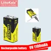 1-20 ST LiitoKala USB-9V 1100mAh li-ion uppladdningsbart batteri Type-C USB 6F22 9V batteri för RC Helikoptermodell Mikrofonleksak