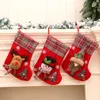 Nuovo sacchetto regalo calza di Natale tridimensionale media Calza di flanella a quadretti con decorazioni natalizie a campana