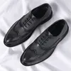 British Men Dress Shoes Plus Size 38-44 Elegant Genuine Leather Brogue Shoes For Men Formal Social Shoe Male Oxfords 1AA8