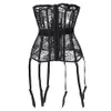 Sexy Corselet Latex Women Waist Corsets Cincher Black Floral Lace Underbust Corset Bustier Gothic Clothing W1611602495