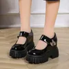 드레스 신발 고품질 고무 단체 펌프 일본 스타일 플랫폼 로리타 여성 특허 가죽 빈티지 부드러운 자매 소녀