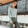 Yoga Outfits Summer Women's Yoga T-Shirt Open Sports Clothes Long-Sleeved Running Tops Slim Beauty Back Sportswear 230705