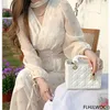 Abiti casual Coreano Chic Temperamento elegante 2023 Giappone Ragazze Una linea Abiti femminili carini Scava fuori Abito vintage retrò lungo