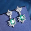 Pendientes de tuerca EYIKA, gota de flor de circón de cristal de fusión de alta calidad para mujer, abalorios, piedra azul amarilla, joyería fina de boda para mujer