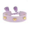 Bracelets porte-bonheur Bracelet tissé réglable violet pour femmes filles amitié Vintage bracelets tressés bijoux empilables