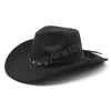 Herren Western Cowboy Hut 9CM Breite Krempe Vintage Filz Fedora Hut Cowgirl Panama Jazz Hut sombreros de mujer