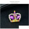 Pins Brooches New Crystal Rhinestone Princess Queen Crown Brooch Pin Tiara For Women Girls Party Banquet Birthday Drop Deli Dhesf