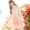Fritidsklänningar Japanska sommar jordgubbstryckta Japan Liz Lisa stil Spetsbandage Söt flickas hängslen miniklänning