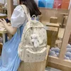 スクールバッグカジュアル花柄女性バックパック女の子ランドセル大容量学生旅行 Mochilas ペンダント付き