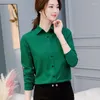 Casual Dresses Women Fashion Button Up Shirt White Chiffon T Office Lady Shirts Tops Long Sleeve Simple Sexy Autumn Solid OL Blouses