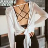 Yoga Outfits Summer Women's Yoga T-Shirt Open Sports Clothes Long-Sleeved Running Tops Slim Beauty Back Sportswear 230705
