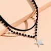 Choker 634C Beads Double Layer Leathers O Style DIY Pendant Necklace For Women