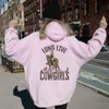 Bluzy Bluzy Women Bluzy Long Live Cowgirls Hoodie Western Desert Hooded Vintage Cactus Cowgirl Pullover Wild West Country Girl Trendy Hoodies 230705