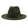 Chapeaux Fedora solides pour femmes hommes hiver chaud feutré Jazz chapeau Panama ceinture décorer Imitation laine fête Trilby chapeau