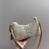 Latest stylish woman straw bags Re-edition nylon shoulder bags hobos handbags chain purses designer crossbody baguettes lady small woven underarm totes bags