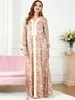 Casual Dresses Women Elegant Maxi 2023 Luxury Long Sleeve Printed Abaya Arabic Muslim Turkish Formal Evening Party Robe Vestidos