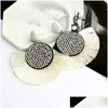 Dangle Chandelier Bohemian Luxury Crystal Fan-Shaped Drop Earrings For Women Exaggerated Large Geometric Tassel Pendant Dangler Ha Dhl9V