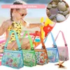 Borsa da spiaggia per bambini all'aperto Borse con conchiglie Zaino colorato per giocattoli di sabbia a rete Organizzatore Zaino portaoggetti da collezione