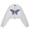 Damjackor Korta jackor Dam Butterfly Patch Jacka Dam Vår Sommar Bomber Harajuku Y2k Jacka Varsity Hip Hop Streetwear Kappa Dam 230705