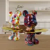 Decorative Objects Figurines Bear statue with tray storage animal handicraft resin sculpture keys sundries snacks table top decorations 230705