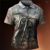 Men's Polos Motorcycle Polo Shirt Men 3D Car Print Short Sleeve Vintage Tops Street Ride Biker T For Mens Oversized Tee Man