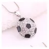 Pendant Necklaces Football Fans Sports Crystal Rhinestone Soccer Charm Snake Chains For Women Men S Fashion Drop Delivery Jewelry Pen Dhicz