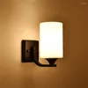 Wall Lamp Home Lighting Wrought Iron Black Single Head Double E27 Light Source Modern Style Glass LampshadeBedside