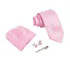 Papillon Ikepeibao Uomo Set di cravatte scozzesi a righe blu cielo Pocket Square Gemelli in metallo Clip Accessori per camicia Fit Wedding Molti colori