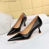 Klänning Skor Bigtree Skor Mode Cat High Heels Dam Pump Pu Läder Skor Höga klackar Professionella OL Kontorsskor Plus Size 43 Z230710