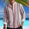 Мужские рубашки Mens Fashion Fashion Lose Dely Stand Stand Strate Camisas de hombre красивые мужчины ретро -социальные рубашки Геометрическая рубашка Геометрическая