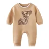 Herfst Winter Baby Rompertjes Pasgeboren Baby Meisjes Jongens Trui Jumpsuit Hoed 2 STUKS Sets Lange Mouw Bodysuit Designer Kinderkleding