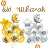 Other Event Party Supplies 1Set Eid Mubarak Balloons Gold Sier Helium Confetti Ballon For Muslim Air Ball Ramadan Festival Decorat Dhupm