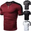 Camisetas masculinas tamanho grande patchwork de cor sólida casual esportes júnior outono moda masculina grande alta alta algodão pesado para homens