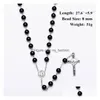 Pendant Necklaces Mens Catholic Rosary Necklace For Women Christian Jesus Virgin Mary Cross Crucifix Galss Beaded Chains Luxury Jewe Dhfd3