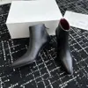 Designer bottes nues dames la rangée bottes courtes à talons hauts luxe pointu talon bas bottes de carrière en peau de mouton noir mode paresseux robe de soirée cocktail bottes 35-40 avec boîte