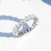 2023 NIEUWE Klassieke Fijne Sieraden 925 Sterling Zilver Volledige Princess Cut White Topaz CZ Diamond Gemstones Eternity Square Party Vrouwen Wedding Band Ring