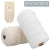 Nouvelle Corde De Cordon De Coton Pour Bricolage Textile À La Maison Artisanat Bohème Macramé BOHO Chaîne À La Main Accessoires Décoratifs 3mm x 200m267S