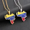 Hanger Kettingen Emaille Venezuela Kaart Vlag Ketting Voor Vrouwen Mannen Zilver Goud Kleur Rvs Jewerly Geschenken